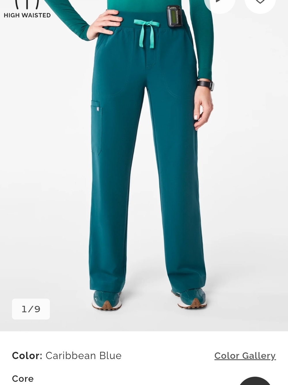 NWOT High Waisted Isabel Wide Leg Scrub Pants- Carribean Blue